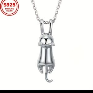 Silver Cat Charm Necklace